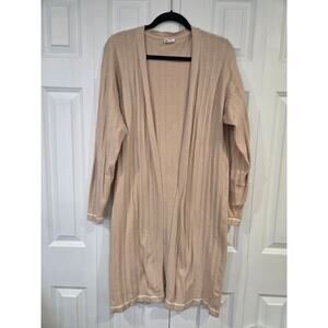 Zyia Cable Knit Clotilde Tan Maxi Length Cardigan Large